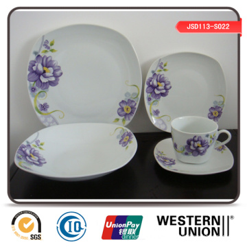 Purple Design Porcelain Dinnerset in Square Shape